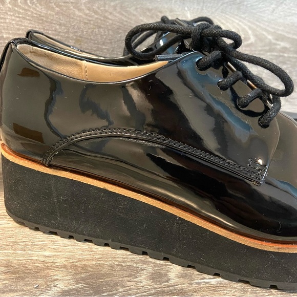 ALDO Louirede Black Women Oxford Shoes Lace-Up  1.25 Platform Wedge Heel - Picture 9 of 13